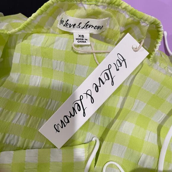 NWT For Love & Lemons Maureen Midi Gingham Dress Size XS - Picture 5 of 5